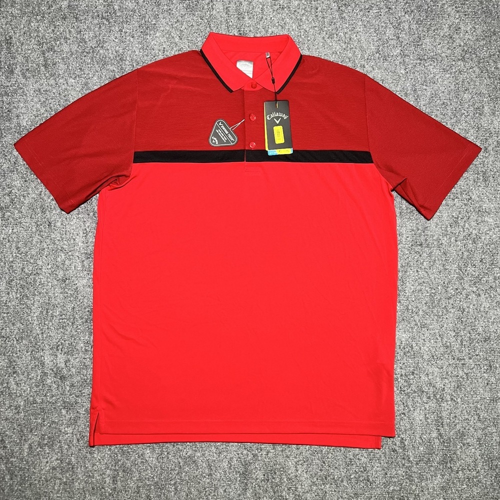 Callaway Golf Polo Shirt Opti-Dri Mens Swing Tech Red Stripe Large NEW NWT